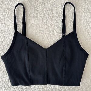 Aerie Offline Black Ribbed Sports Bra Bralette Size Medium
